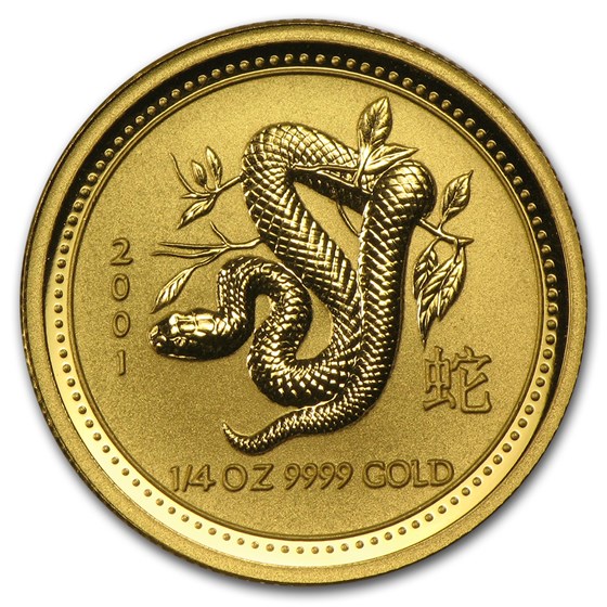 2001 Australia 1/4 oz Gold Lunar Snake BU (Series I) 2001 Australia 1/4 oz Gold Lunar Snake BU (Series I)